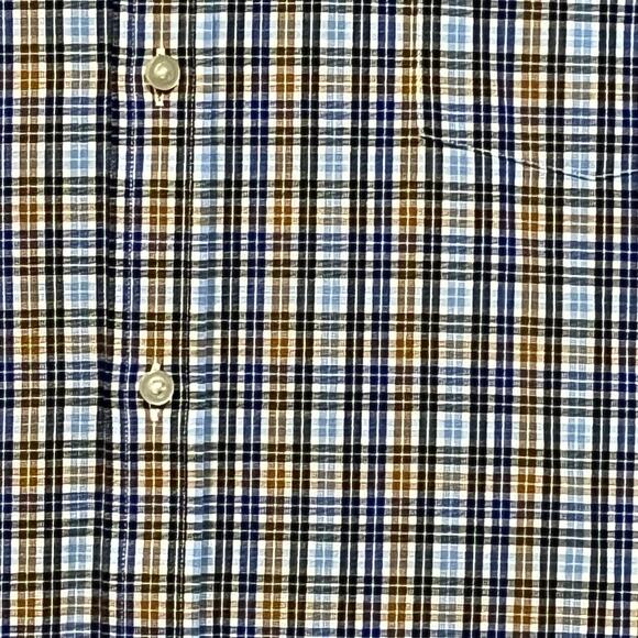 MAKER & COMPANY MMX Men's XXL Blue Brown Plaid Long Sleeve Button Up 100% Cotton - Picture 6 of 6